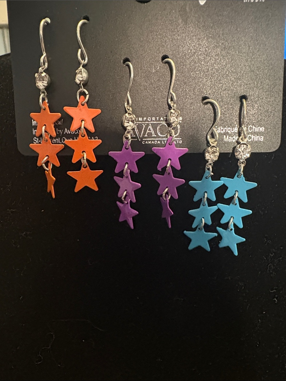 3 pair of Star Dangle Earrings